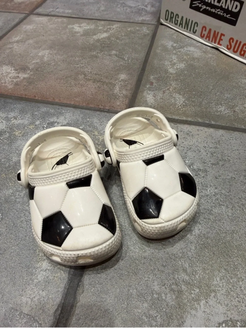 CROCS Kids' Soccer Print Clogs - White & Black